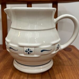 Vintage Longaberger Pottery Pitcher Vase Woven Traditions Classic Blue